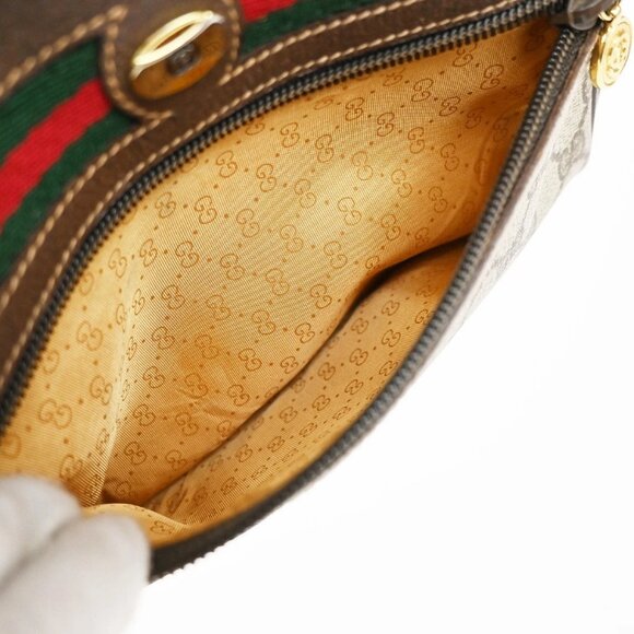 GUCCI Logo Sherry GG pattem Shoulder Bag PVC Leather Brown GHW Italy 34KB464 - Picture 16 of 16